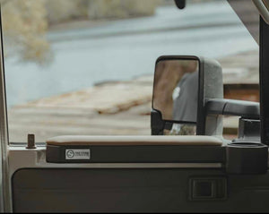 70 Series Landcruiser Armrest: Tan Full set (driver + passenger side) Oak main body tan upholstery