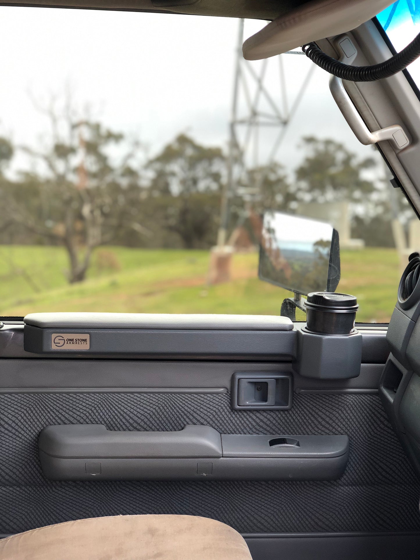 70 Series Landcruiser Armrest: Grey Full set (Front driver + passenger side).